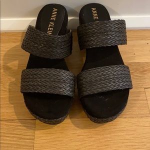 Black Anne Klein Woven Akzala Wedge Sandal